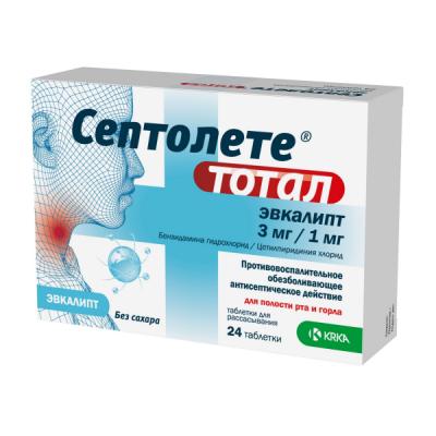 Септолете Тотал эвкалипт таблетки для рассасывания 3мг 1мг упаковка №24